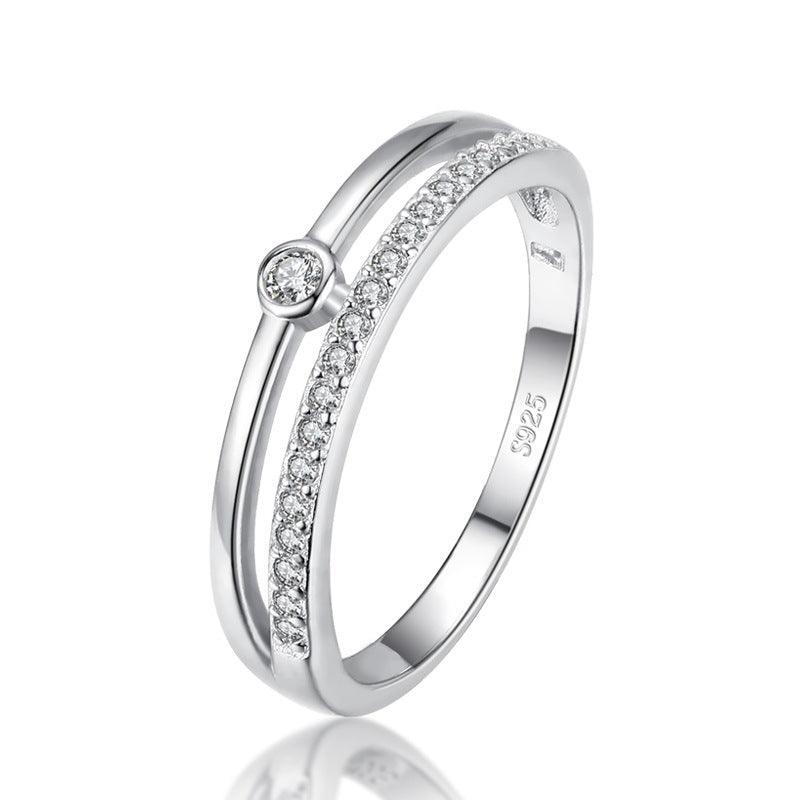 925 Sterling Silver Zircon Line Ring - eleganto