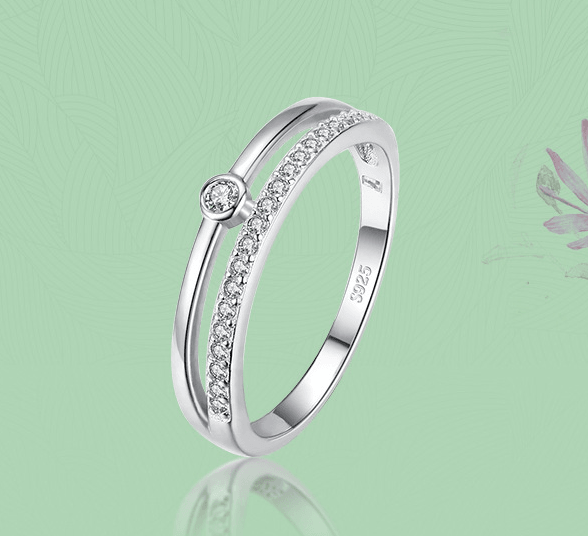 925 Sterling Silver Zircon Line Ring - eleganto