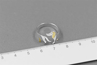 925 Serling Silver Sausage Dog Ring - eleganto