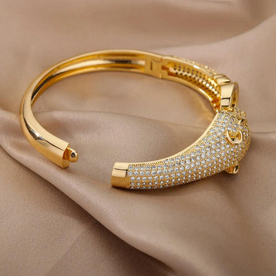 Hip Hop Zircon Leopard Bracelet - eleganto