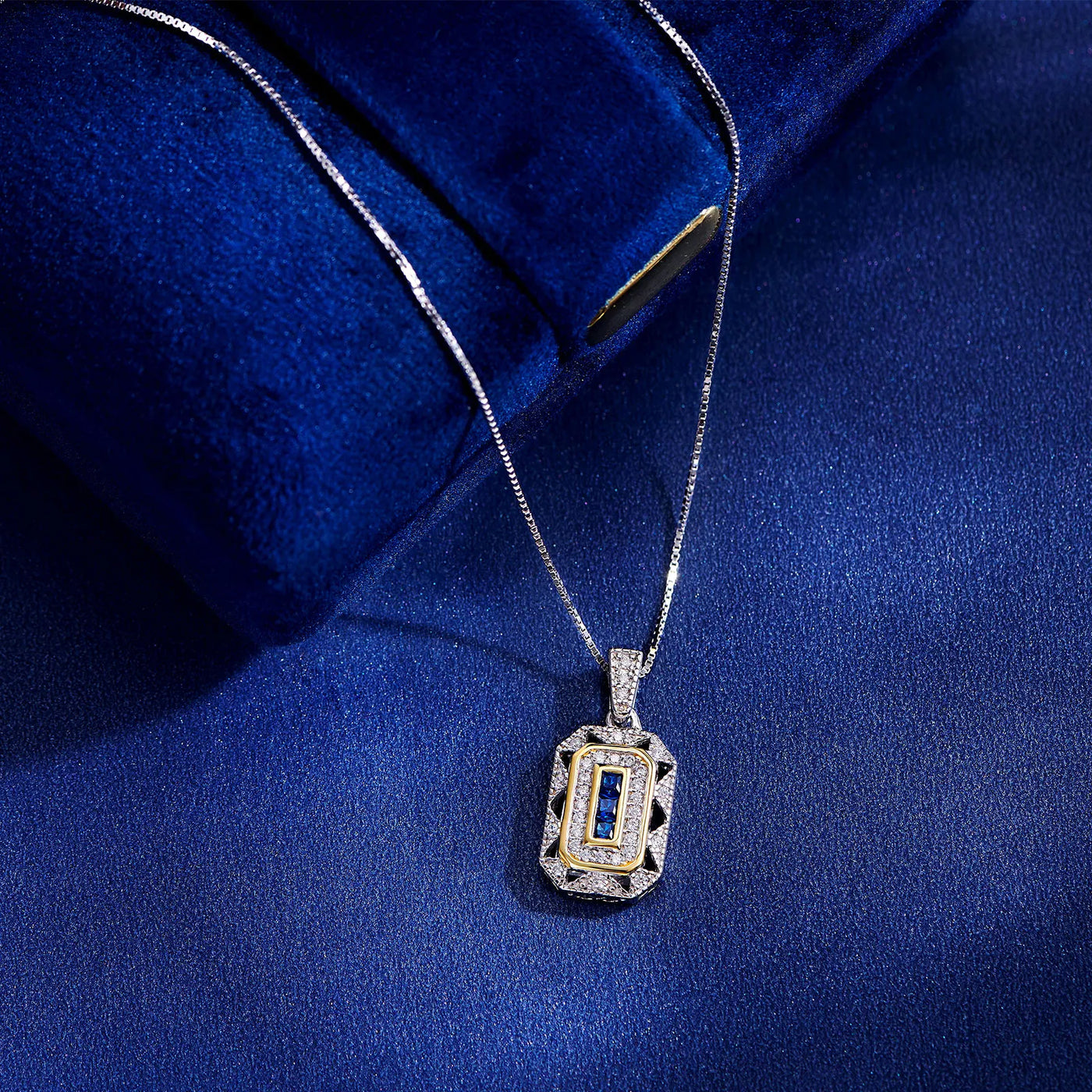 925 Sterling Silver Blue Spinel Zircon Pendant