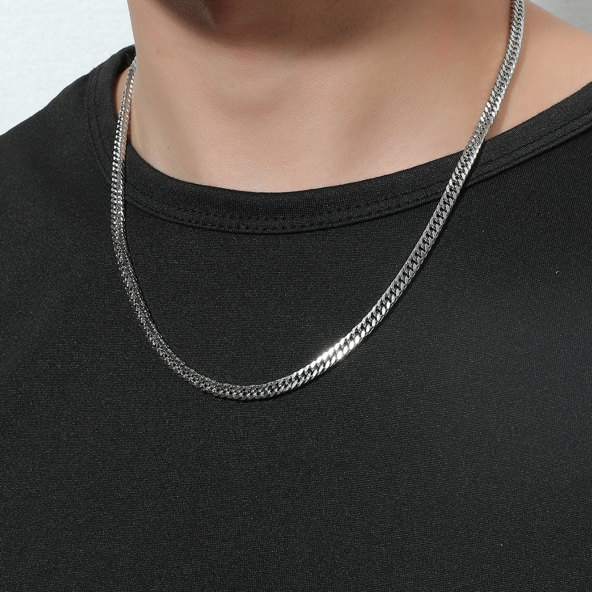 Stainless Steel Snake Bone Cuban Chain Necklace