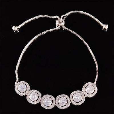 Zircon Crown Round Bangle Bracelet