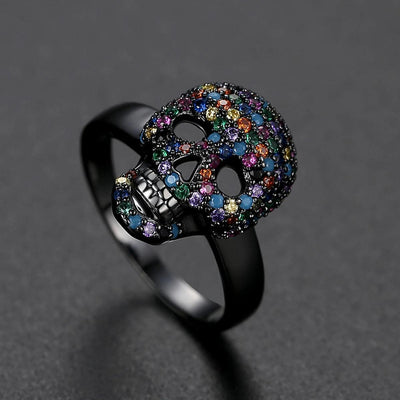 Calavera Crystal Skull Ring - eleganto
