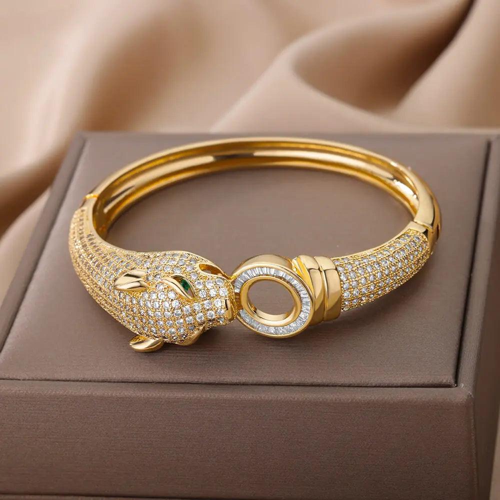 Hip Hop Zircon Leopard Bracelet - eleganto