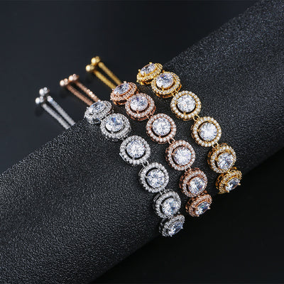 Zircon Crown Round Bangle Bracelet