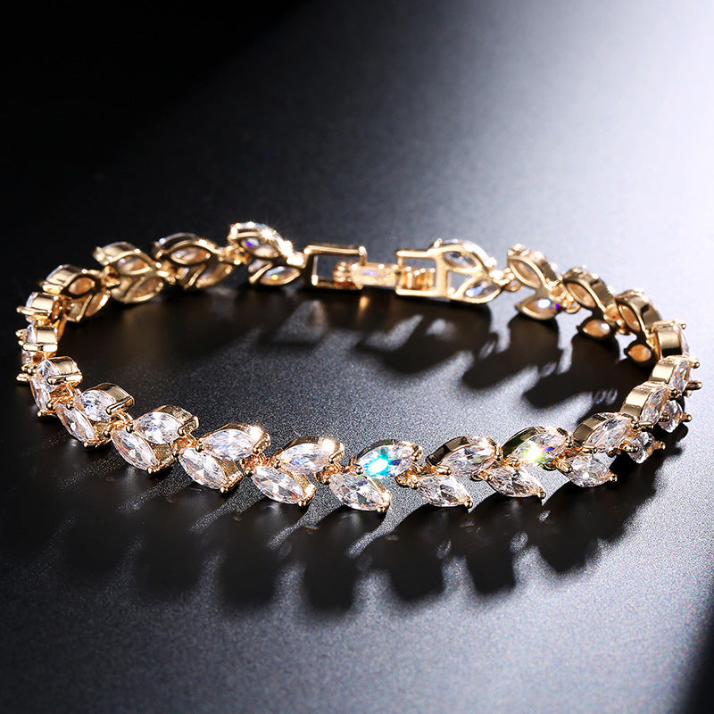 Willow Leaves Zircon Bracelet