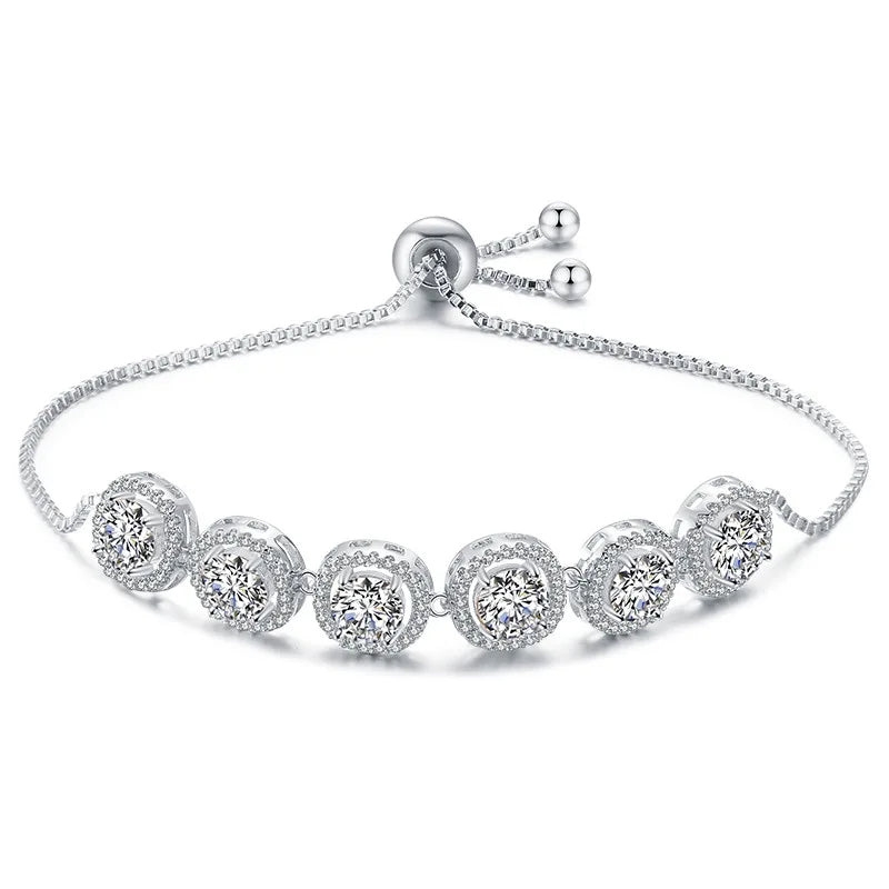 Zircon Crown Round Bangle Bracelet