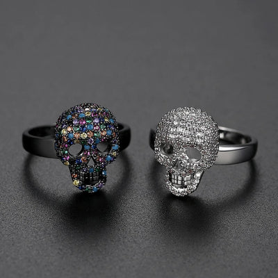 Calavera Crystal Skull Ring - eleganto