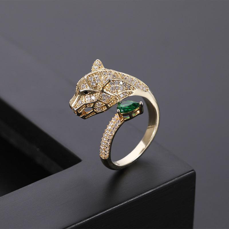 Leopard Head Zircon Ring - eleganto