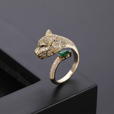Leopard Head Zircon Ring - eleganto