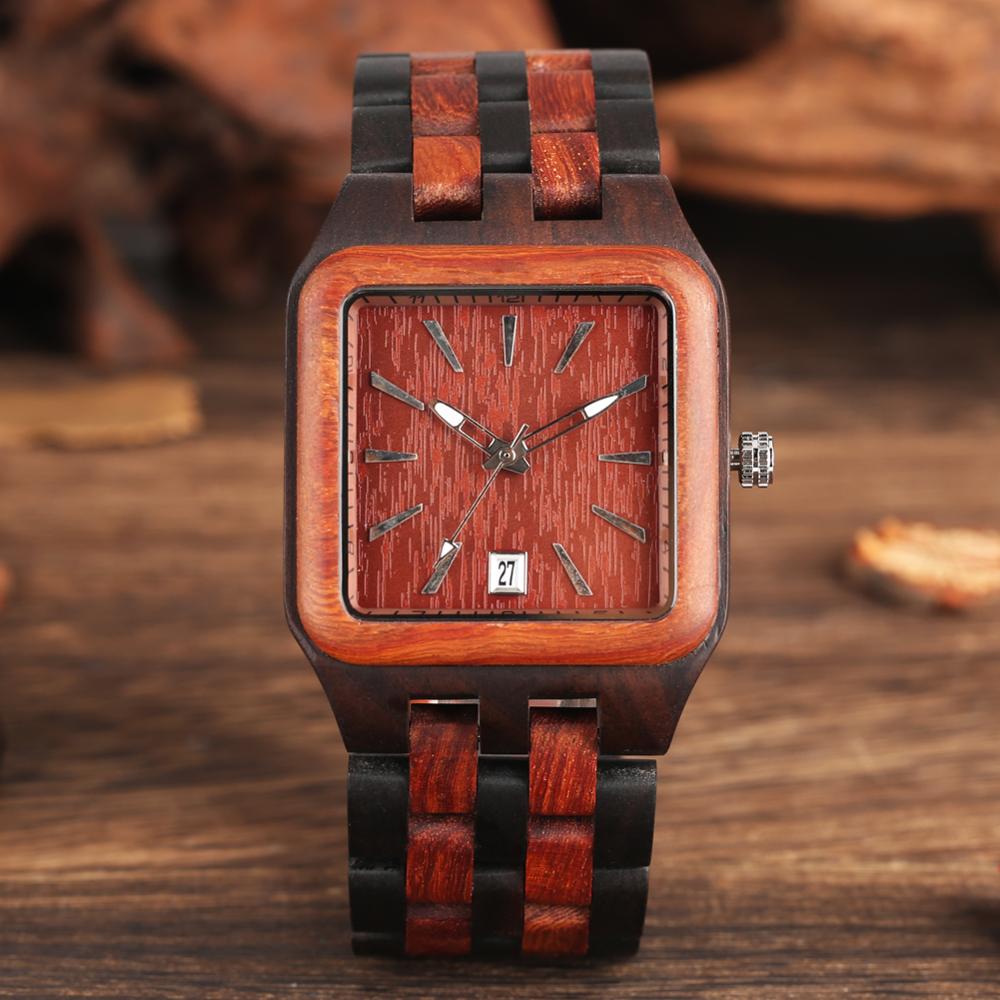 Square Wooden Quartz Watch
