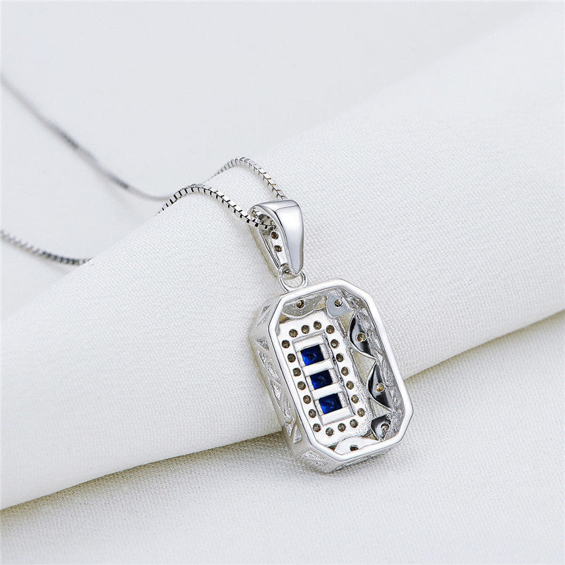 925 Sterling Silver Blue Spinel Zircon Pendant