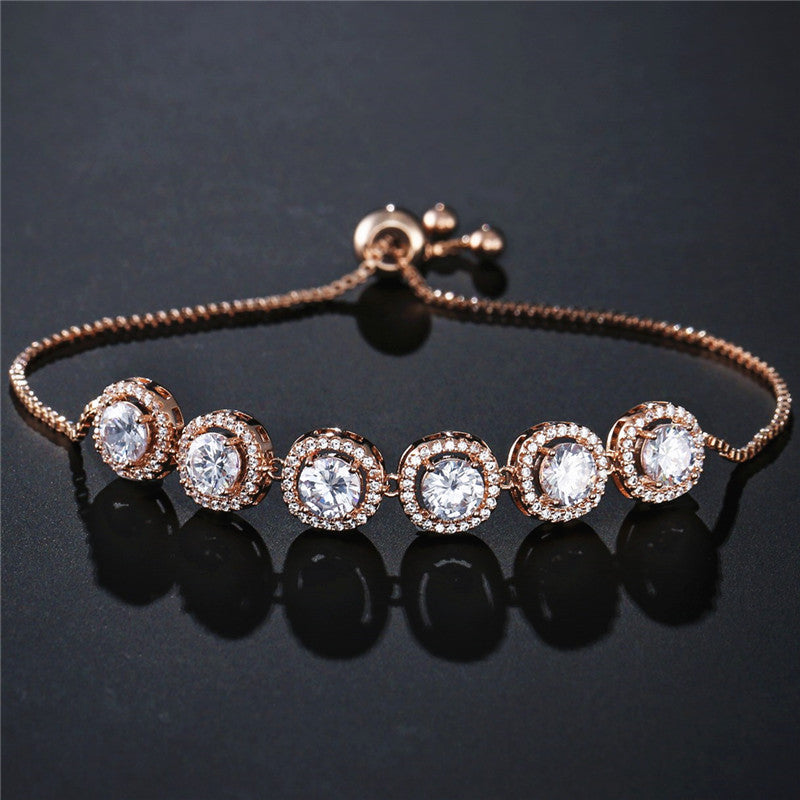 Zircon Crown Round Bangle Bracelet