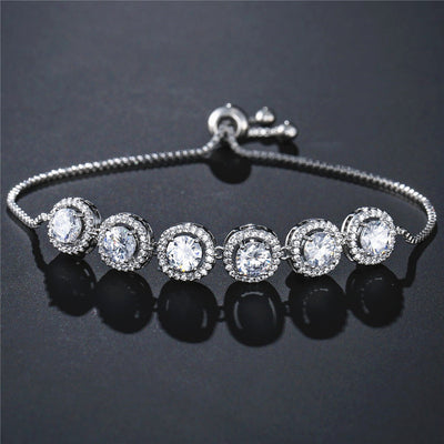 Zircon Crown Round Bangle Bracelet